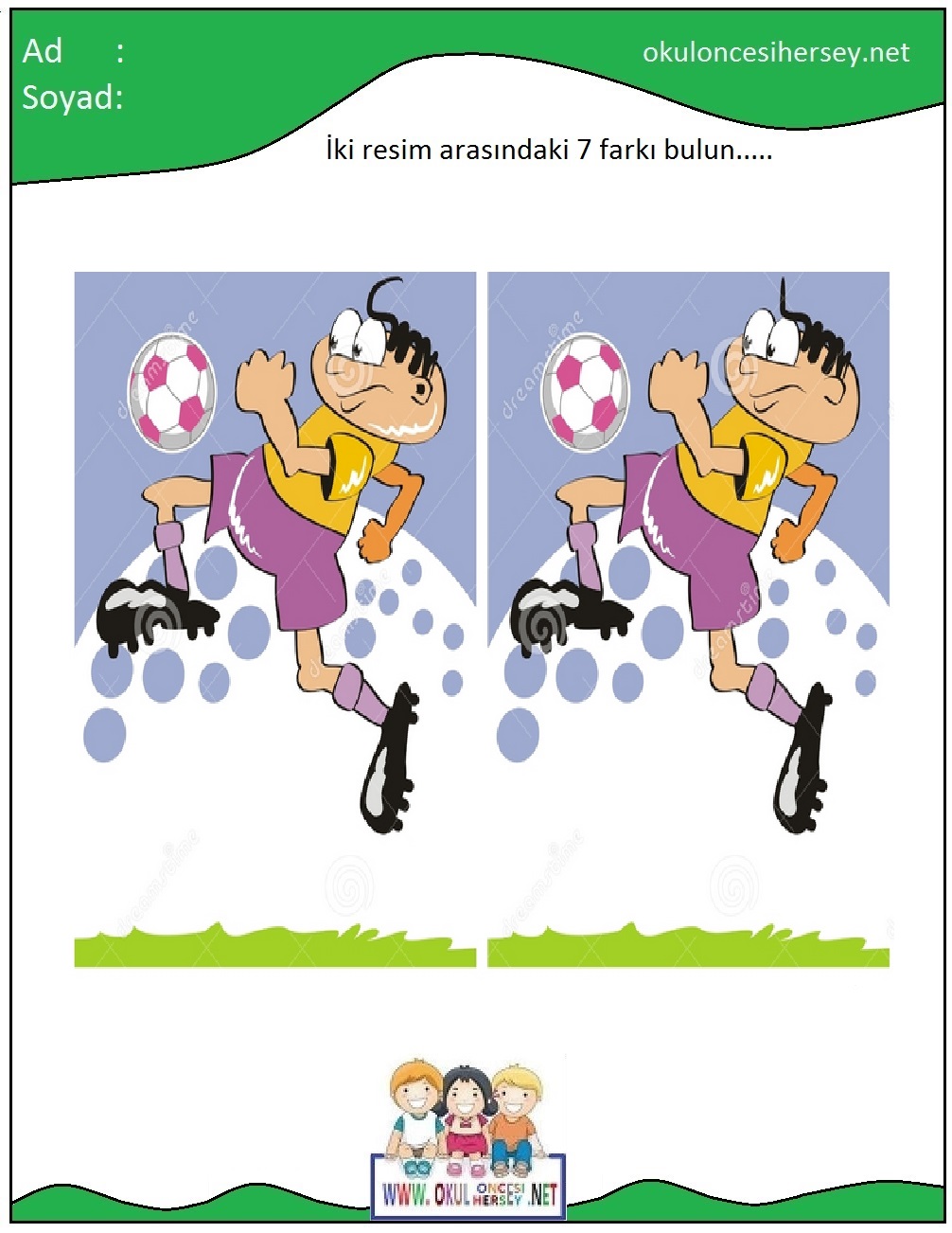 okul öncesi İki Resim Arasındaki Farkı Bul